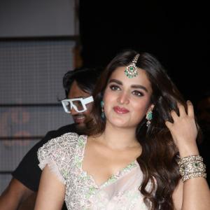 Nidhi Agerwal's Elegant Look in a Light Pink Lehenga Choli