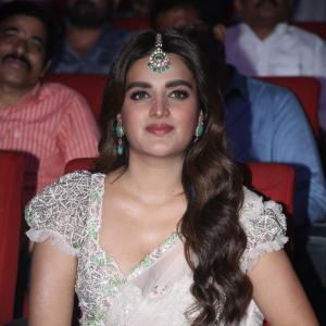 Nidhi Agerwal's Elegant Look in a Light Pink Lehenga Choli