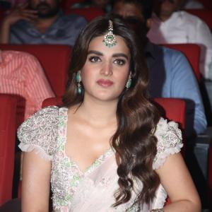 Nidhi Agerwal's Elegant Look in a Light Pink Lehenga Choli