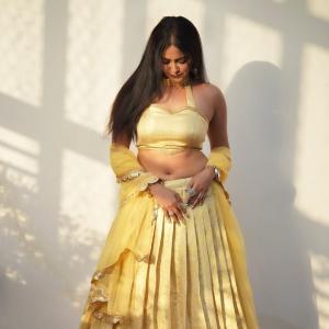 Pragya Nayan Elegant Yellow Lehenga Choli Photos