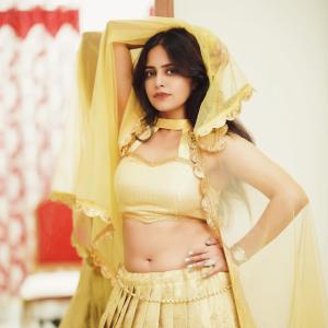 Pragya Nayan Elegant Yellow Lehenga Choli Photos