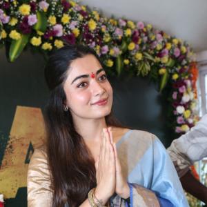 Rashmika Mandanna Attends Traditional Pooja for Her Upcoming Film MYSA
