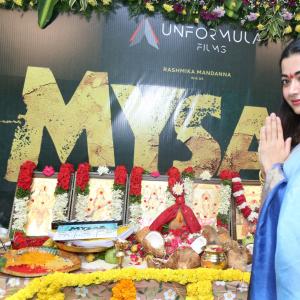 Rashmika Mandanna Attends Traditional Pooja for Her Upcoming Film MYSA