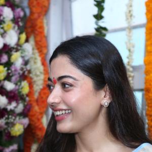 Rashmika Mandanna Attends Traditional Pooja for Her Upcoming Film MYSA