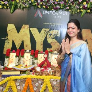 Rashmika Mandanna Attends Traditional Pooja for Her Upcoming Film MYSA