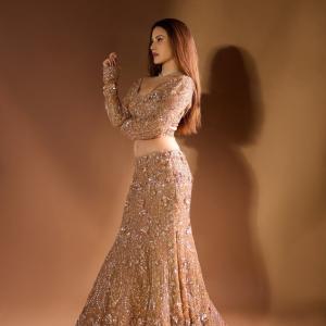 Amyra Dastur Dazzles in Golden Embellished Lehenga | Glamorous Ethnic Look