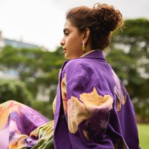 Keerthy Suresh in Floral and Watercolor Ensemble | Vibrant Outdoor Look