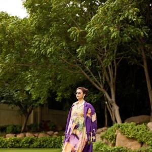 Keerthy Suresh in Floral and Watercolor Ensemble | Vibrant Outdoor Look