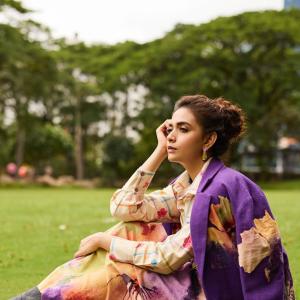 Keerthy Suresh in Floral and Watercolor Ensemble | Vibrant Outdoor Look