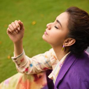 Keerthy Suresh in Floral and Watercolor Ensemble | Vibrant Outdoor Look