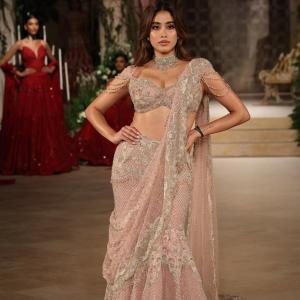 Janhvi Kapoor Looks Ethereal in Pastel Pink Embroidered Lehenga