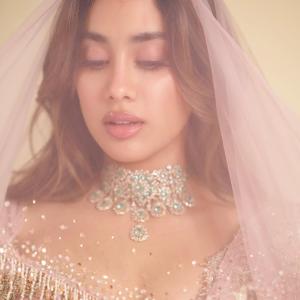 Janhvi Kapoor Looks Ethereal in Pastel Pink Embroidered Lehenga