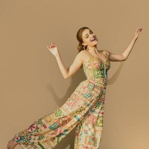 Keerthy Suresh Stunning in Colorful Geometric Outfit – Vibrant Style & Joyful Smile