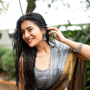 Rashi Singh in Elegant Saree: Rainy Day Photoshoot with Natural Charm