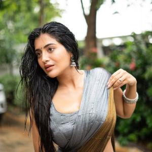 Rashi Singh in Elegant Saree: Rainy Day Photoshoot with Natural Charm