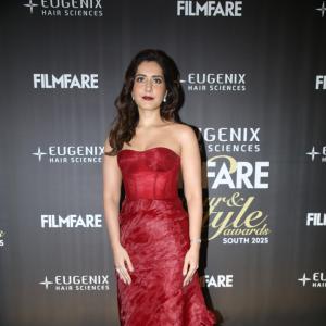 Raashi Khanna Radiates Elegance in Red Gown at Filmfare Glamour & Style Awards South 2025