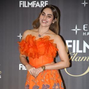 Sruthika Dazzles in Vibrant Orange Floral Gown at Filmfare Glamour & Style Awards South 2025