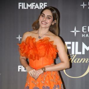 Sruthika Dazzles in Vibrant Orange Floral Gown at Filmfare Glamour & Style Awards South 2025