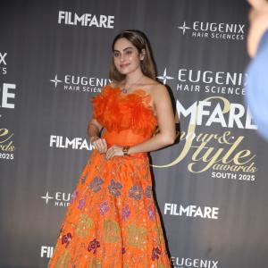 Sruthika Dazzles in Vibrant Orange Floral Gown at Filmfare Glamour & Style Awards South 2025