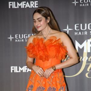 Sruthika Dazzles in Vibrant Orange Floral Gown at Filmfare Glamour & Style Awards South 2025