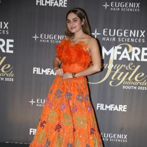 Sruthika Dazzles in Vibrant Orange Floral Gown at Filmfare Glamour & Style Awards South 2025