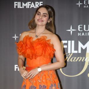 Sruthika Dazzles in Vibrant Orange Floral Gown at Filmfare Glamour & Style Awards South 2025