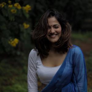 Actress Simran Chaudhary in Elegant Blue Dupatta Traditional Look