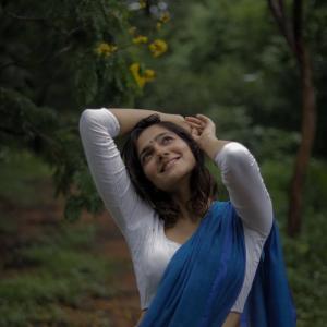 Actress Simran Chaudhary in Elegant Blue Dupatta Traditional Look