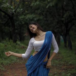 Actress Simran Chaudhary in Elegant Blue Dupatta Traditional Look