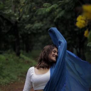 Actress Simran Chaudhary in Elegant Blue Dupatta Traditional Look