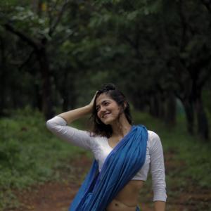 Actress Simran Chaudhary in Elegant Blue Dupatta Traditional Look