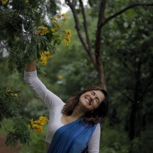 Actress Simran Chaudhary in Elegant Blue Dupatta Traditional Look