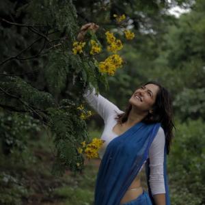 Actress Simran Chaudhary in Elegant Blue Dupatta Traditional Look