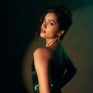 Bhagyasree Borse Stunning in Shimmering Green Outfit - Elegant and Stylish Pose