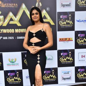 Faria Abdulla Stuns in Black Cut-Out Dress at GAMA Tollywood Movie Awards 2025