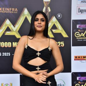 Faria Abdulla Stuns in Black Cut-Out Dress at GAMA Tollywood Movie Awards 2025