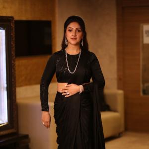 Sridevi Vijaykumar Looks Elegant in Black Saree with Silver Jewelry
