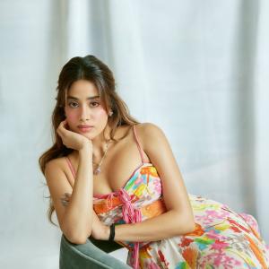 Janhvi Kapoor in a Vibrant Floral Dress | Elegant and Joyful Photoshoot Look