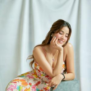 Janhvi Kapoor in a Vibrant Floral Dress | Elegant and Joyful Photoshoot Look