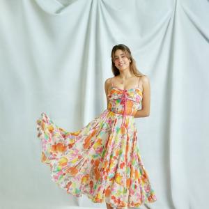 Janhvi Kapoor in a Vibrant Floral Dress | Elegant and Joyful Photoshoot Look