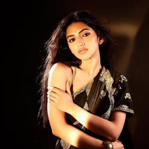 Actress Sreeleela Stunning Look in Black Saree with Golden Design