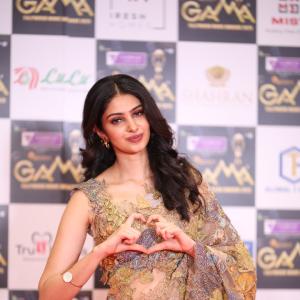 Manasa Varanasi Stuns in a Beautiful Beige Saree at GAMA Awards