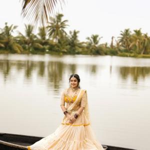 Mokksha in Traditional Lehenga – Elegant Photoshoot by the Water and Garden