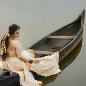 Mokksha in Traditional Lehenga – Elegant Photoshoot by the Water and Garden