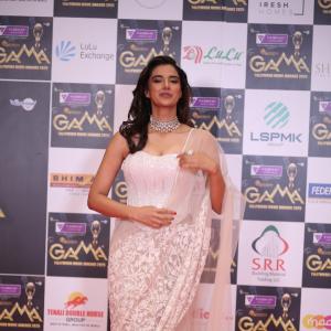 Minakshi Choudary at GAMA Telugu Movie Awards: Stunning Look in Elegant Saree