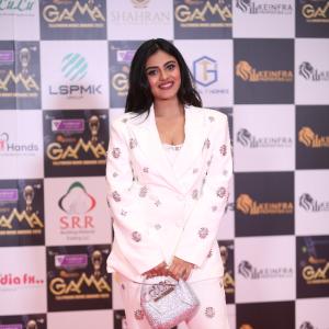 Nayan Sarika Shines in Elegant White Embellished Pantsuit on the Red Carpet