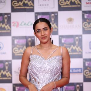 Niharika Konidela Shines in Silver Lavender Gown at Red Carpet Event