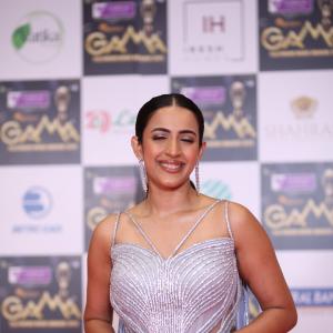 Niharika Konidela Shines in Silver Lavender Gown at Red Carpet Event