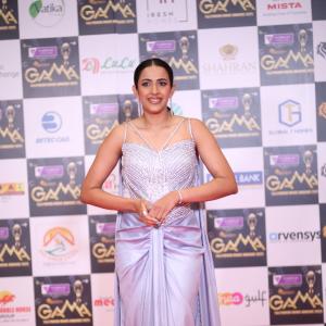Niharika Konidela Shines in Silver Lavender Gown at Red Carpet Event