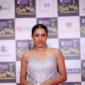 Niharika Konidela Shines in Silver Lavender Gown at Red Carpet Event